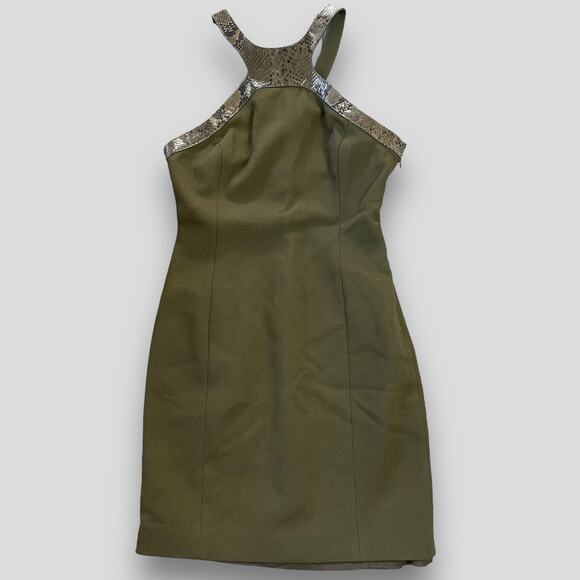 MICHEAL KORS DESIGNER SEXY BODYCON HALTER GREEN PARTY DRESS MEDIUM SIZE 6 - Picture 2 of 9